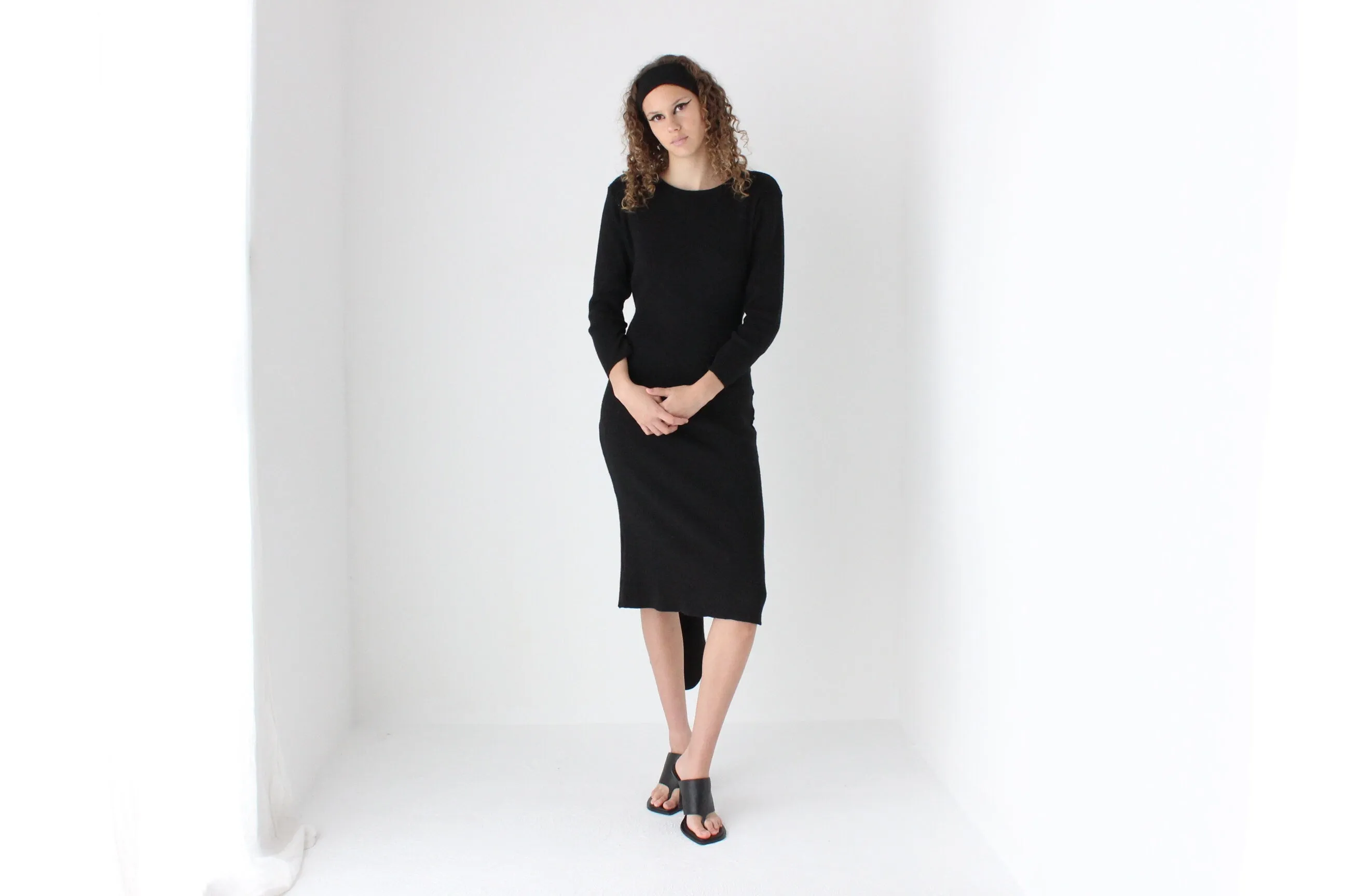 80s Pure Wool Knit Multi-Way Convertible Tie Sweater Dress