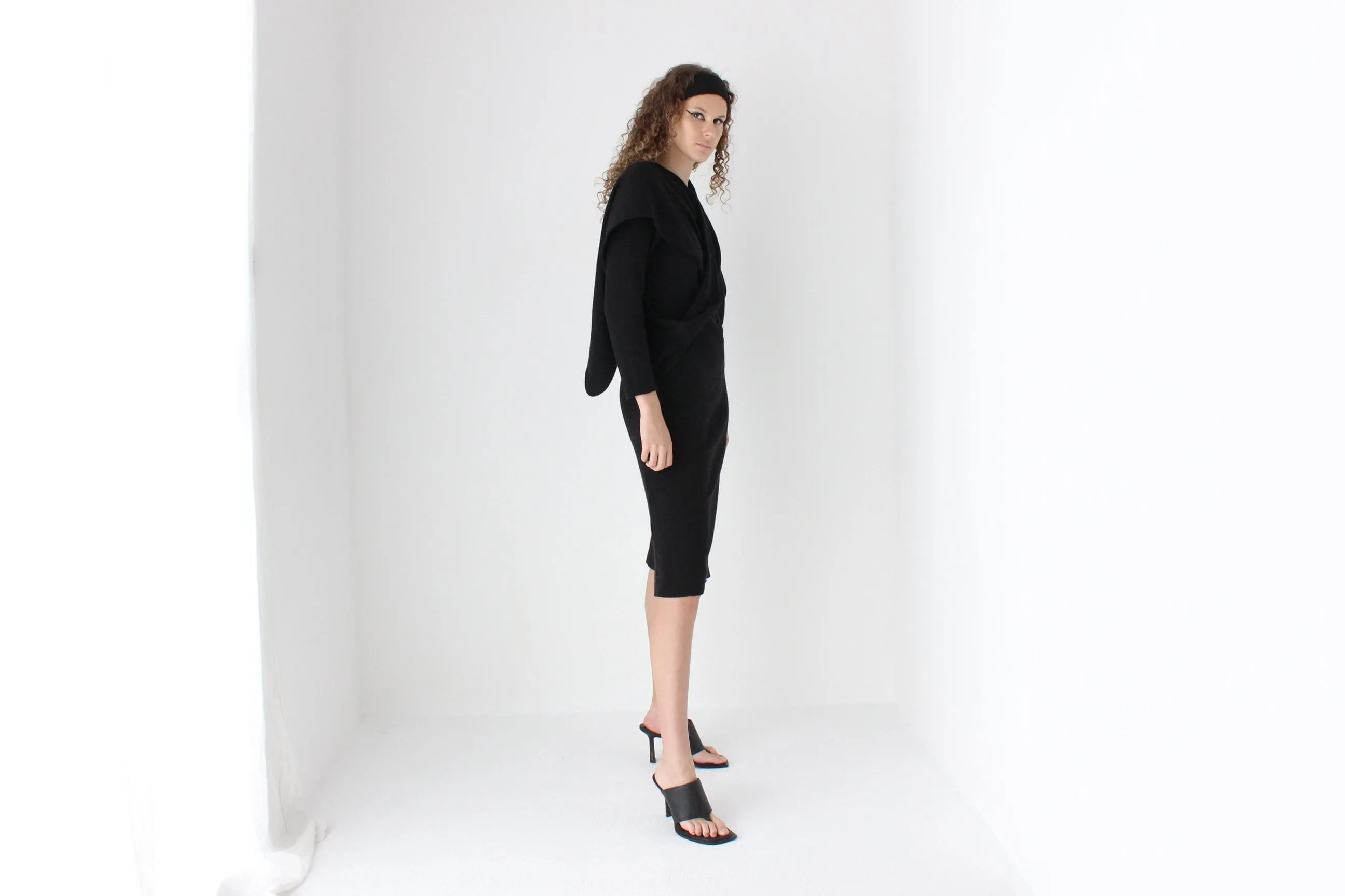 80s Pure Wool Knit Multi-Way Convertible Tie Sweater Dress