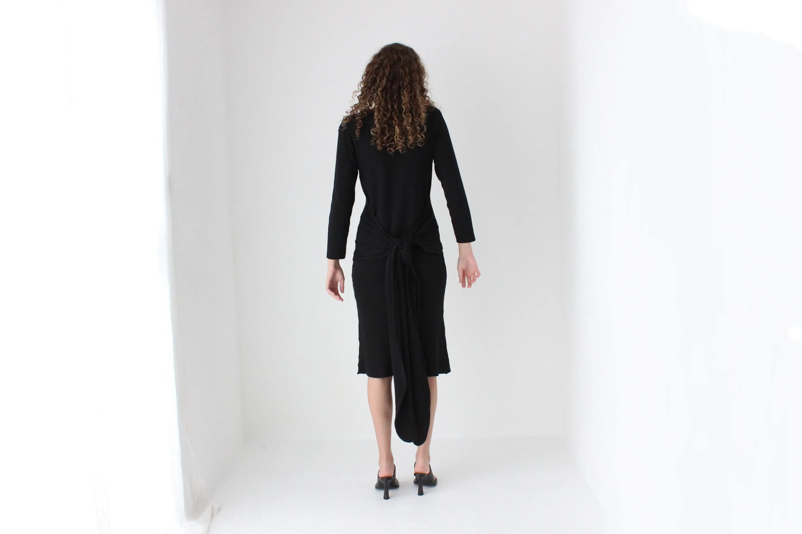 80s Pure Wool Knit Multi-Way Convertible Tie Sweater Dress