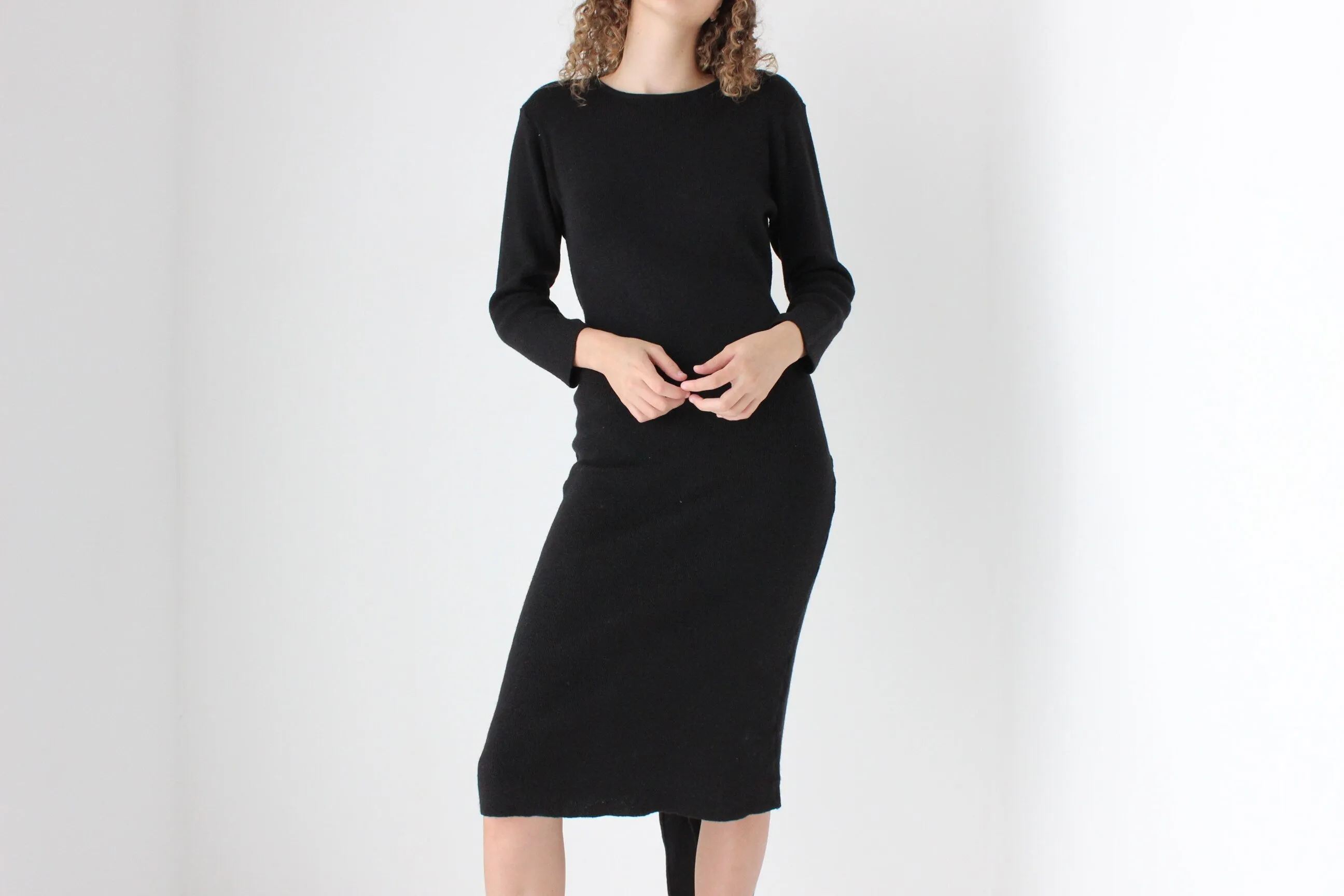 80s Pure Wool Knit Multi-Way Convertible Tie Sweater Dress
