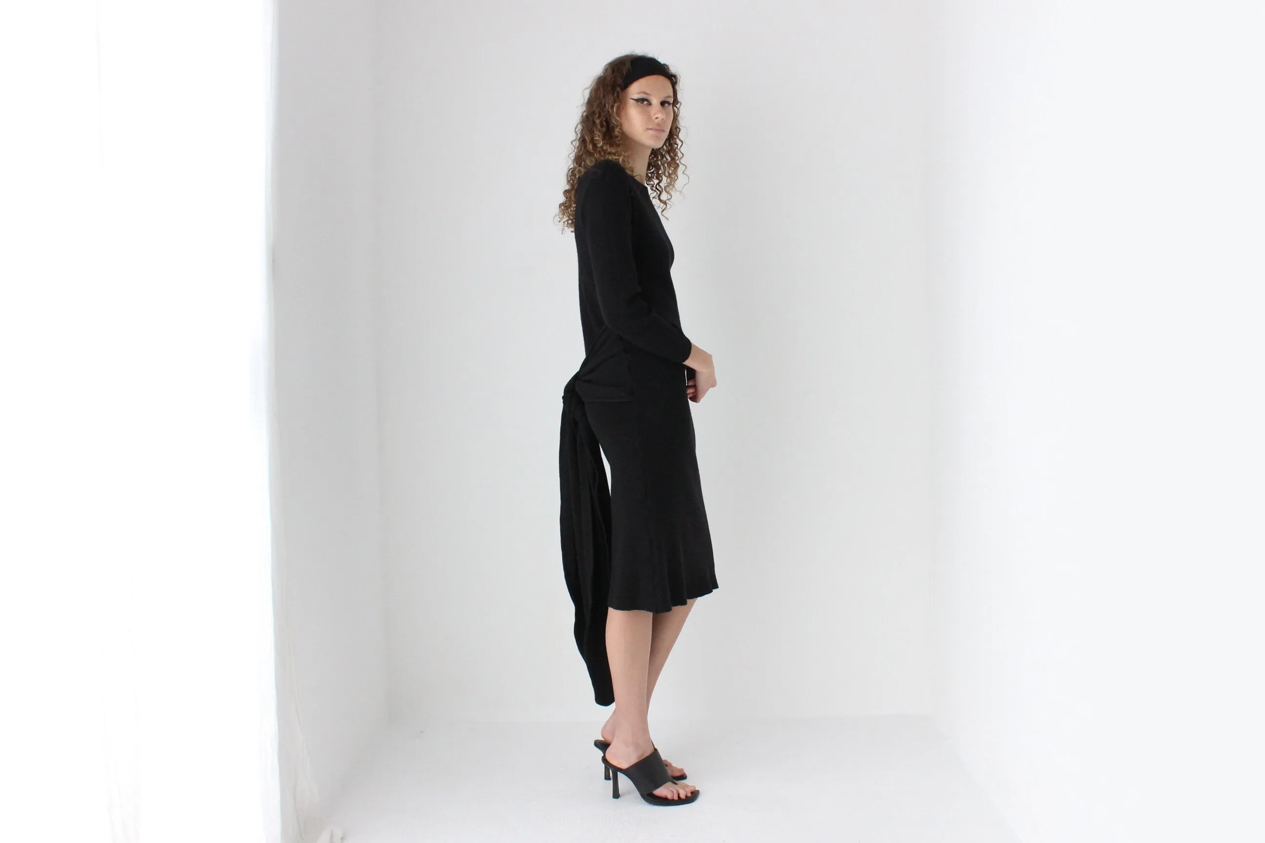 80s Pure Wool Knit Multi-Way Convertible Tie Sweater Dress