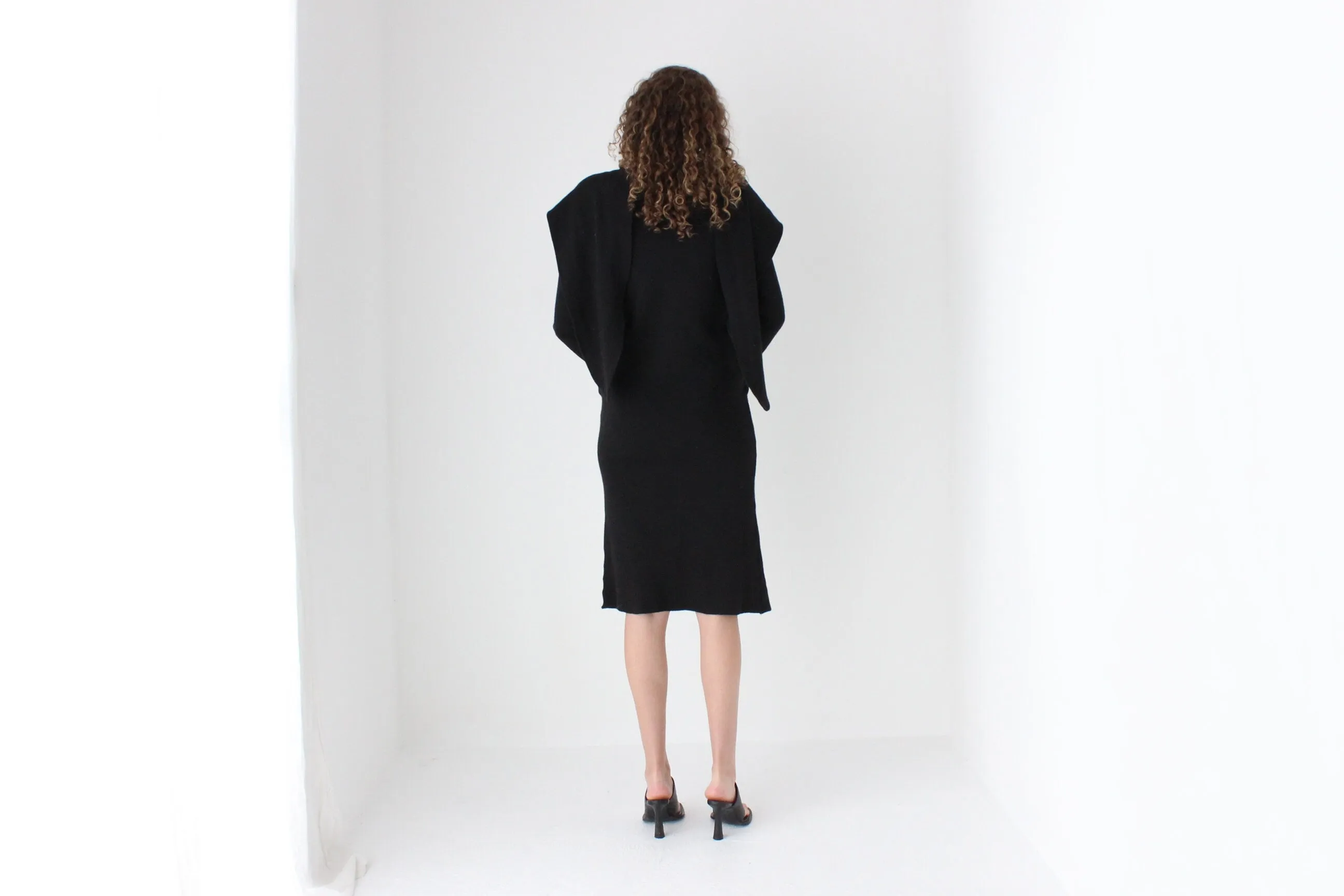 80s Pure Wool Knit Multi-Way Convertible Tie Sweater Dress