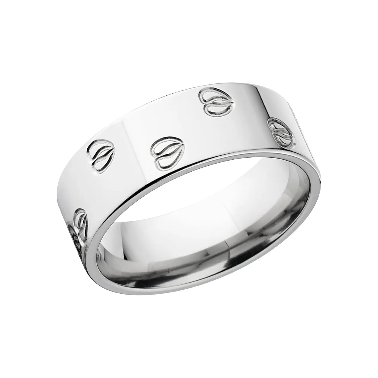8mm Deer Track Men's Ring - 14k Gold Men's Wedding Bands