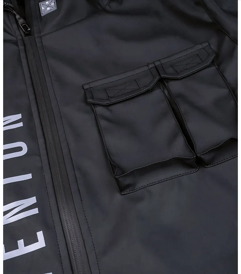 AVENTON X KILLWINNER CARPE DIEM MULTI FUNCTIONAL THICK HOODED SPORT JACKET IN BLACK