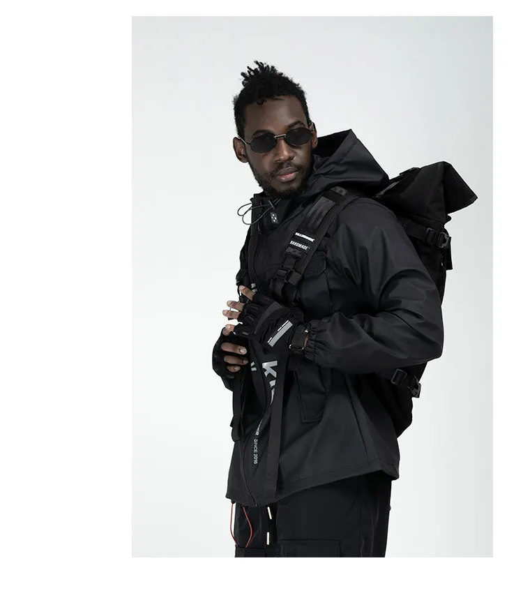 AVENTON X KILLWINNER CARPE DIEM MULTI FUNCTIONAL THICK HOODED SPORT JACKET IN BLACK