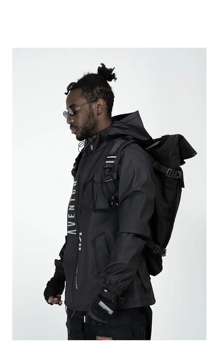 AVENTON X KILLWINNER CARPE DIEM MULTI FUNCTIONAL THICK HOODED SPORT JACKET IN BLACK