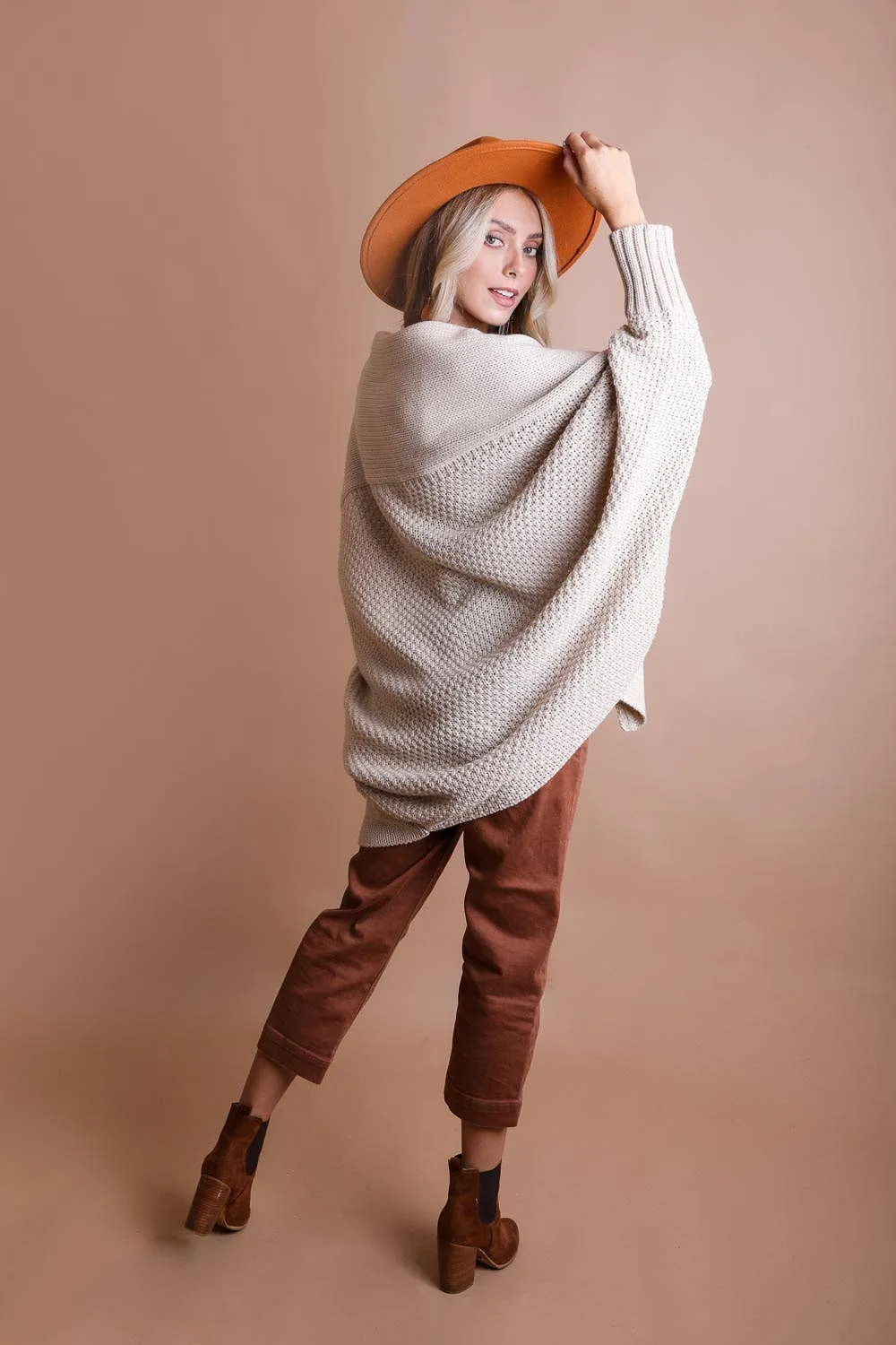 Bat Sleeve Knit Cardigan Beige *