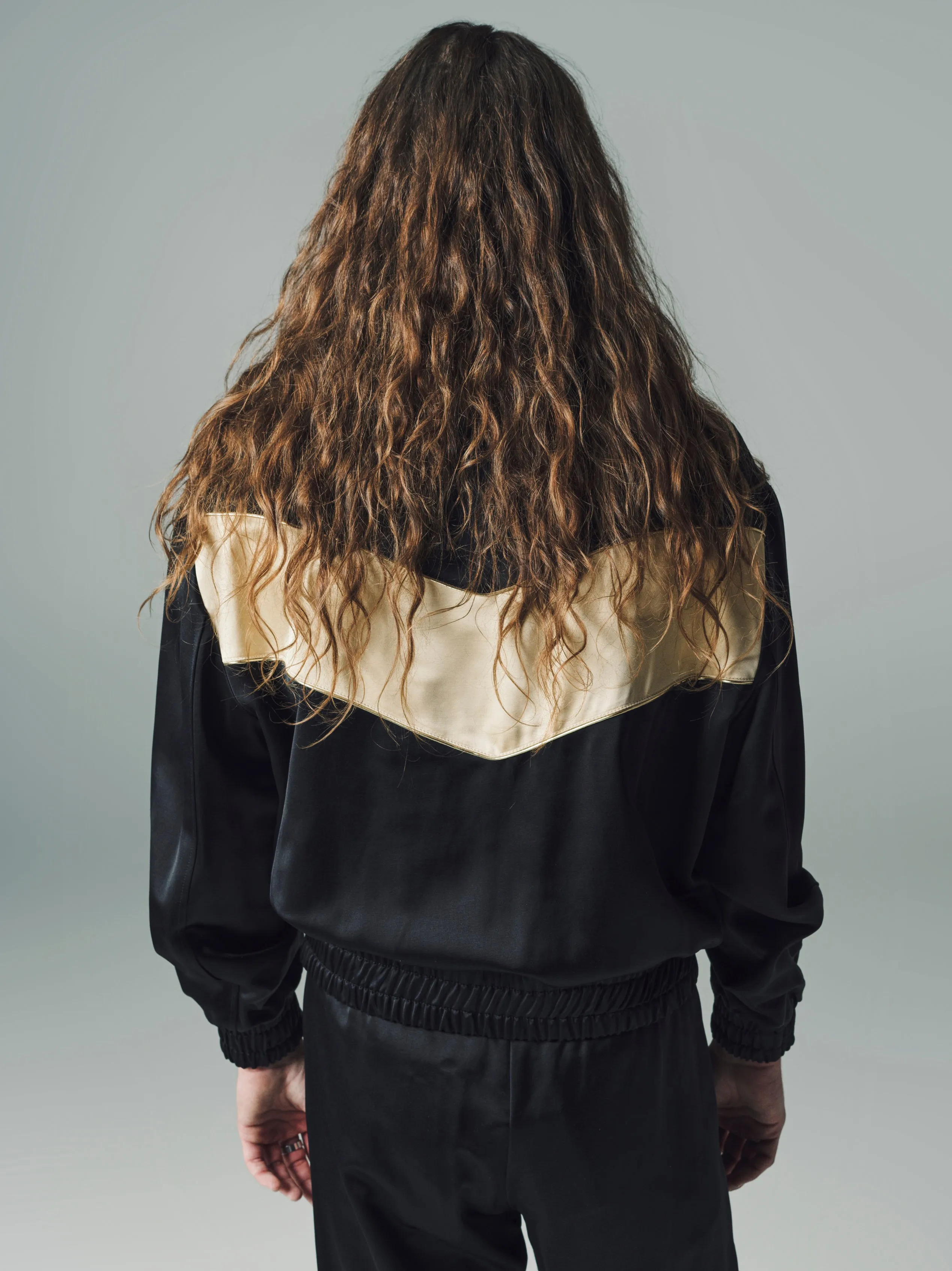 Black & Gold Viscose Track Top