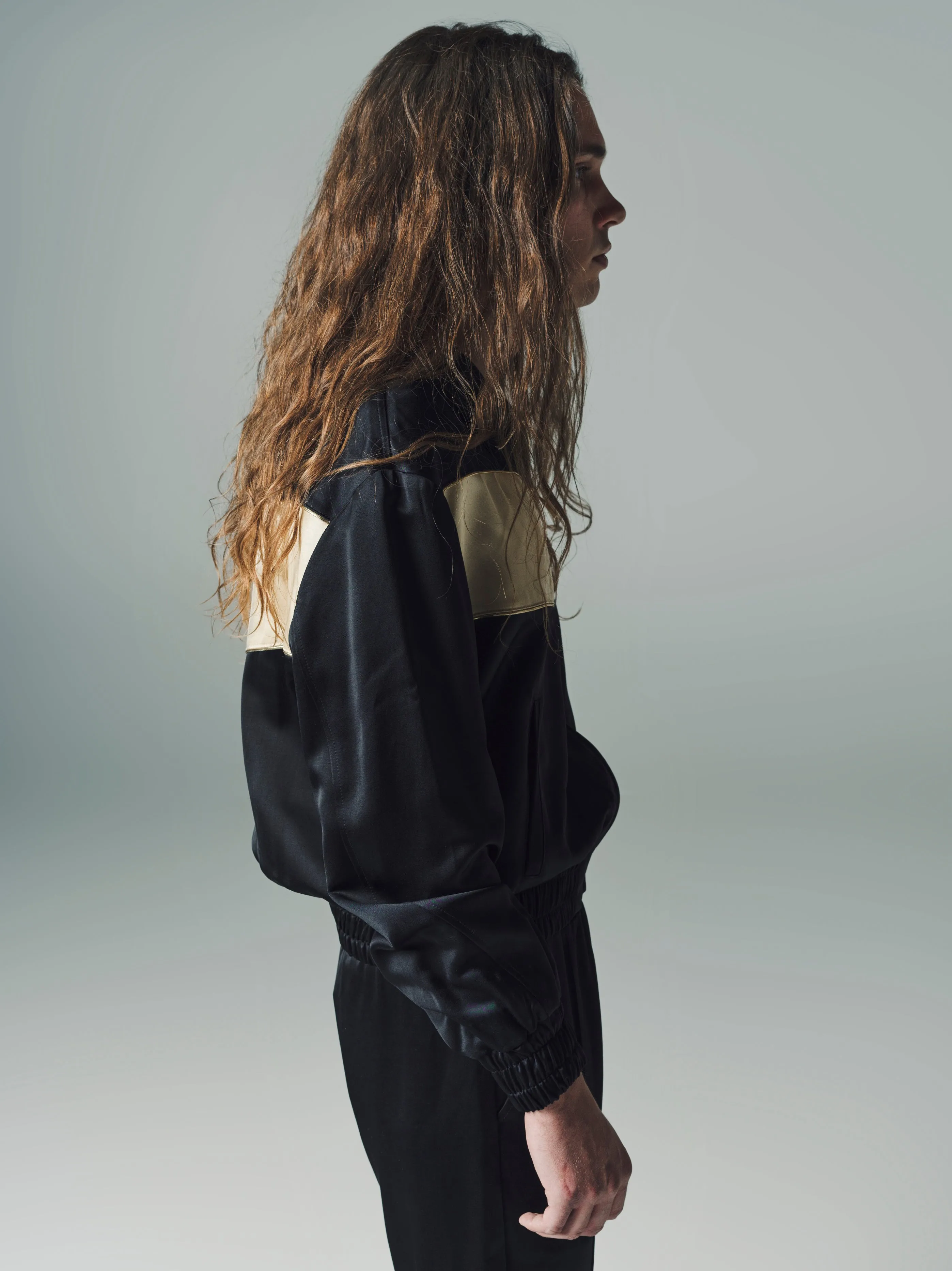 Black & Gold Viscose Track Top