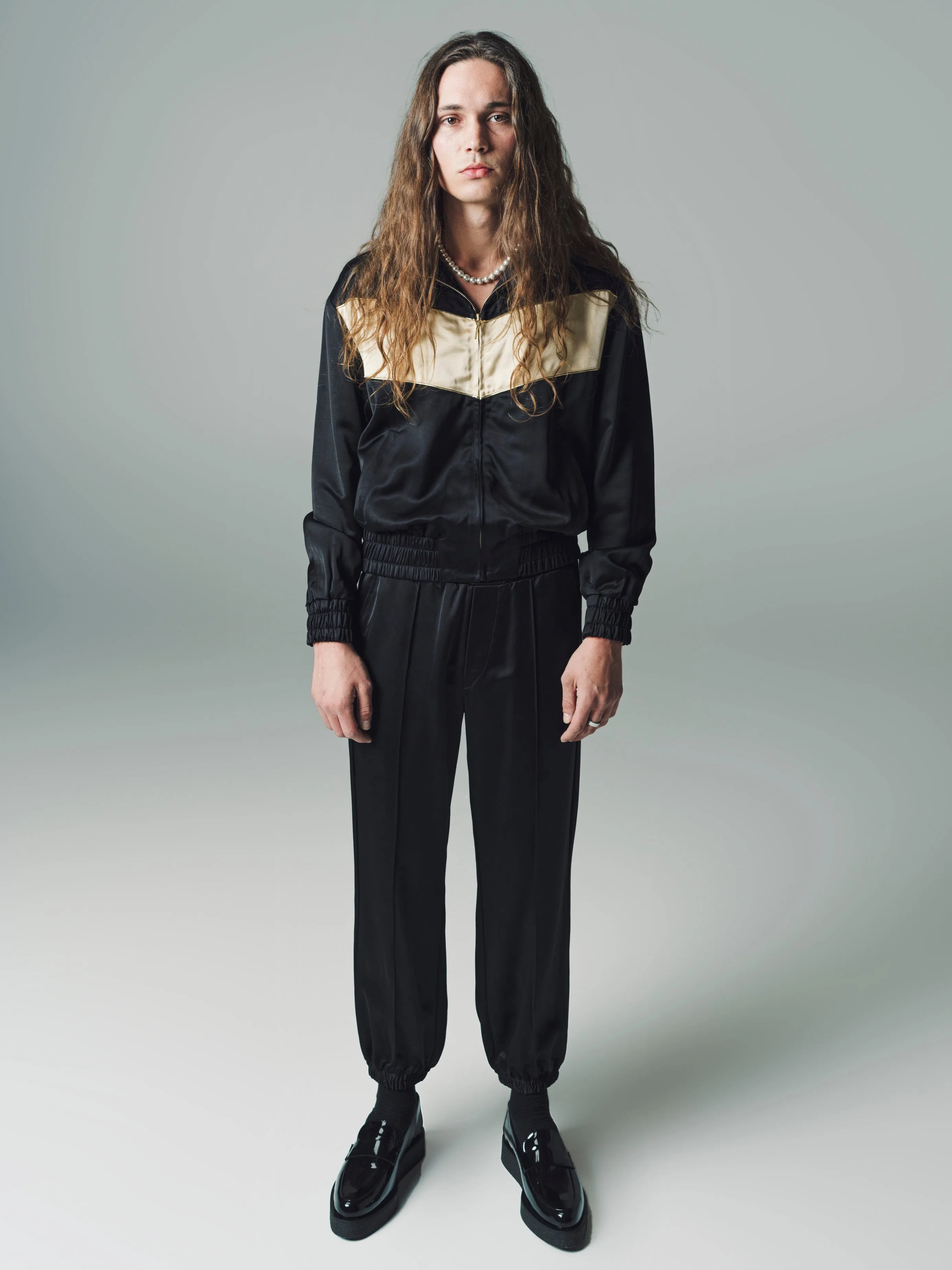 Black & Gold Viscose Track Top
