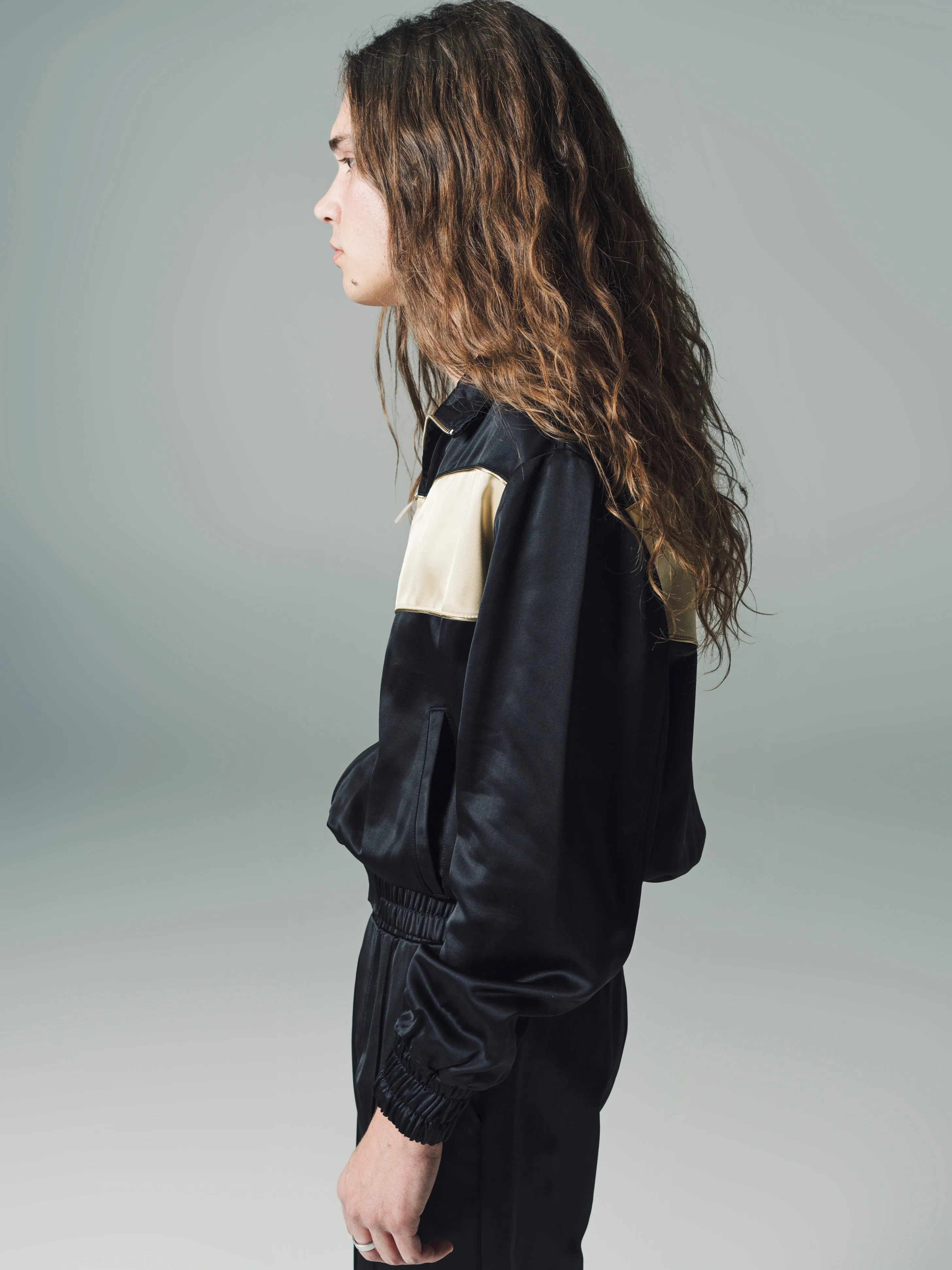 Black & Gold Viscose Track Top