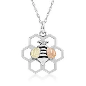 Black Hills Gold Sterling Silver Honeycomb & Bee Necklace