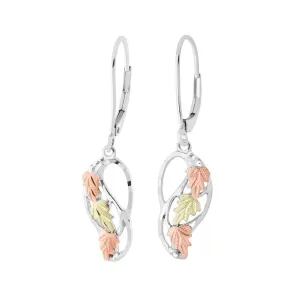 Black Hills Gold Sterling Silver Leaf Lever Back Earrings