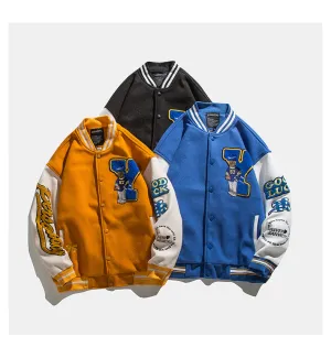 BRAVER SANWEIYU POLAR BEAR CARTOON PRINT UNISEX BOMBER JACKET