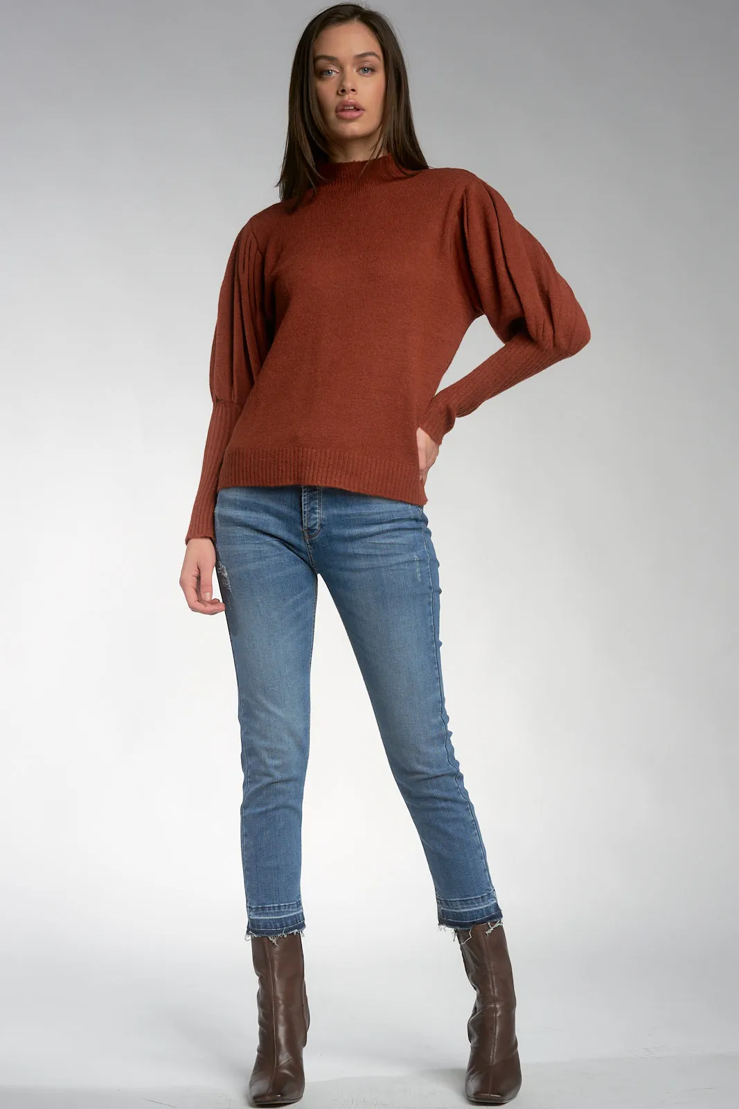 Burnt Orange Puff Slv Kira Sweater