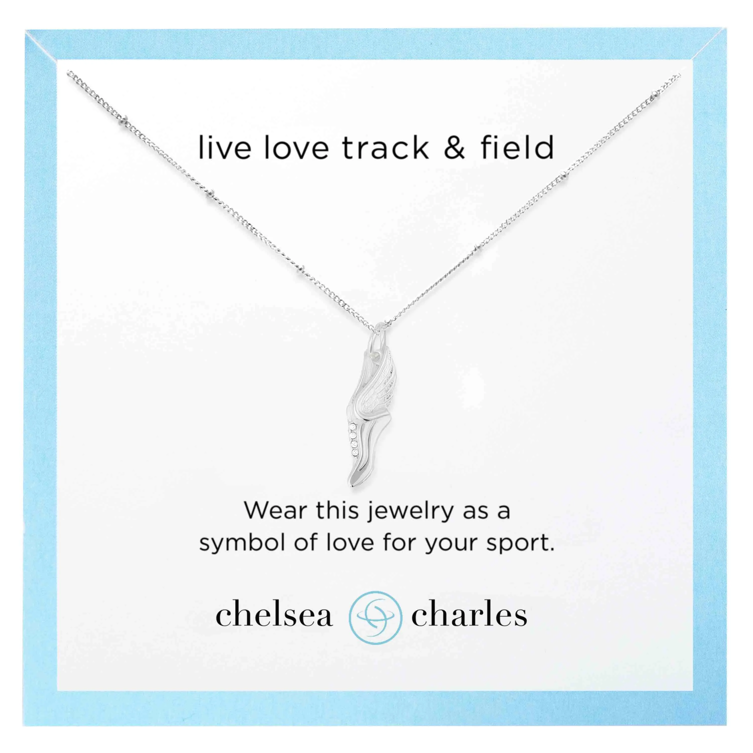 CC Sport Silver Track and Field Winged Shoe Charm Necklace