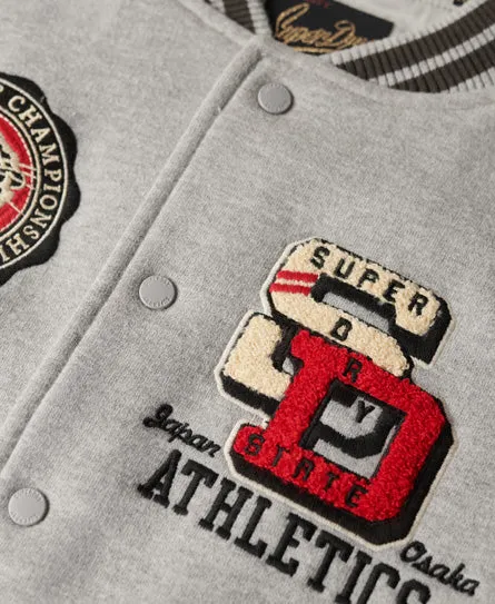 College Scripted Jersey Bomber Jacket - Vintage Black/Grey Marl