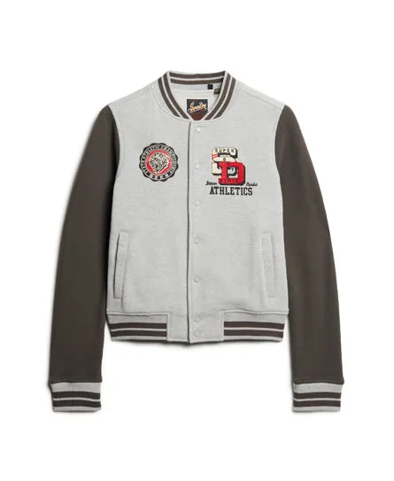College Scripted Jersey Bomber Jacket - Vintage Black/Grey Marl