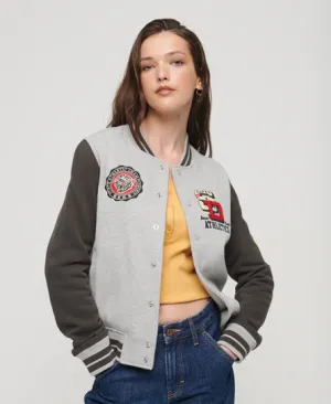 College Scripted Jersey Bomber Jacket - Vintage Black/Grey Marl