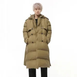 Double Button Zipper Men's Padded Coat