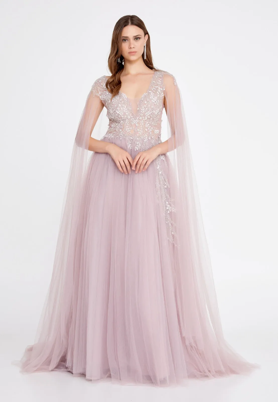 Flowy Shoulder Drape Dress