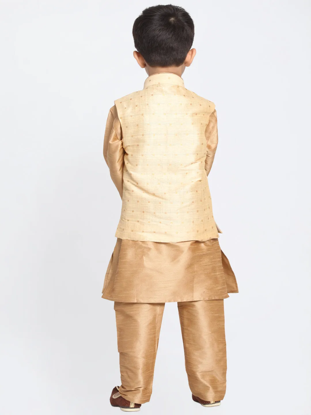 Jashvi Banarasi Gold And Rose Gold Woven Siblings Set