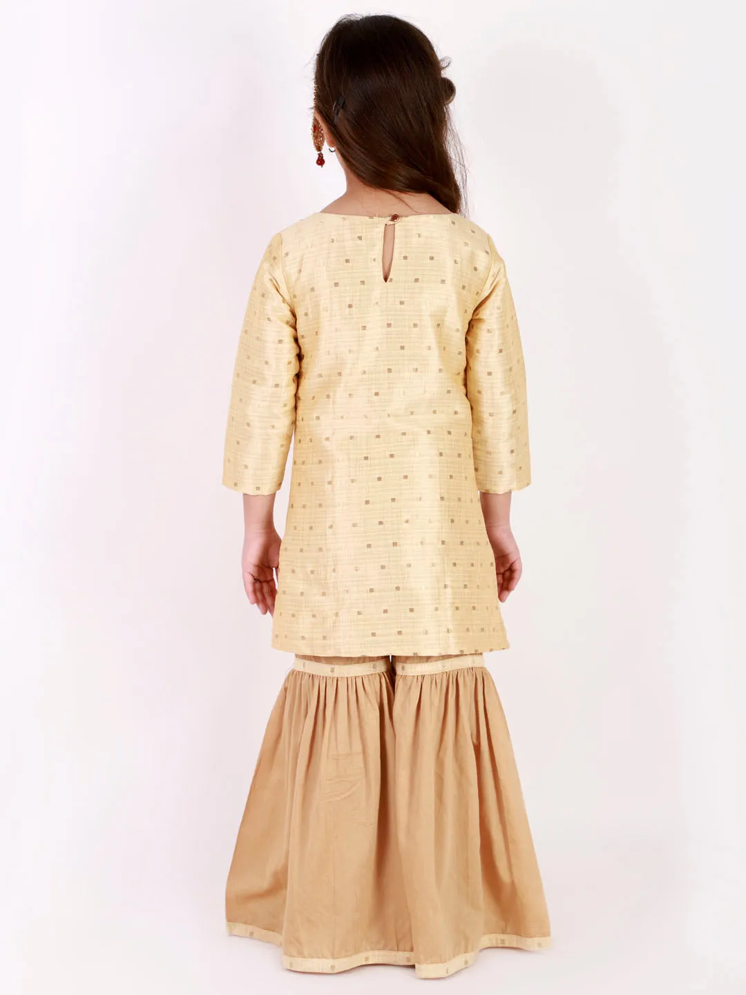 Jashvi Banarasi Gold And Rose Gold Woven Siblings Set