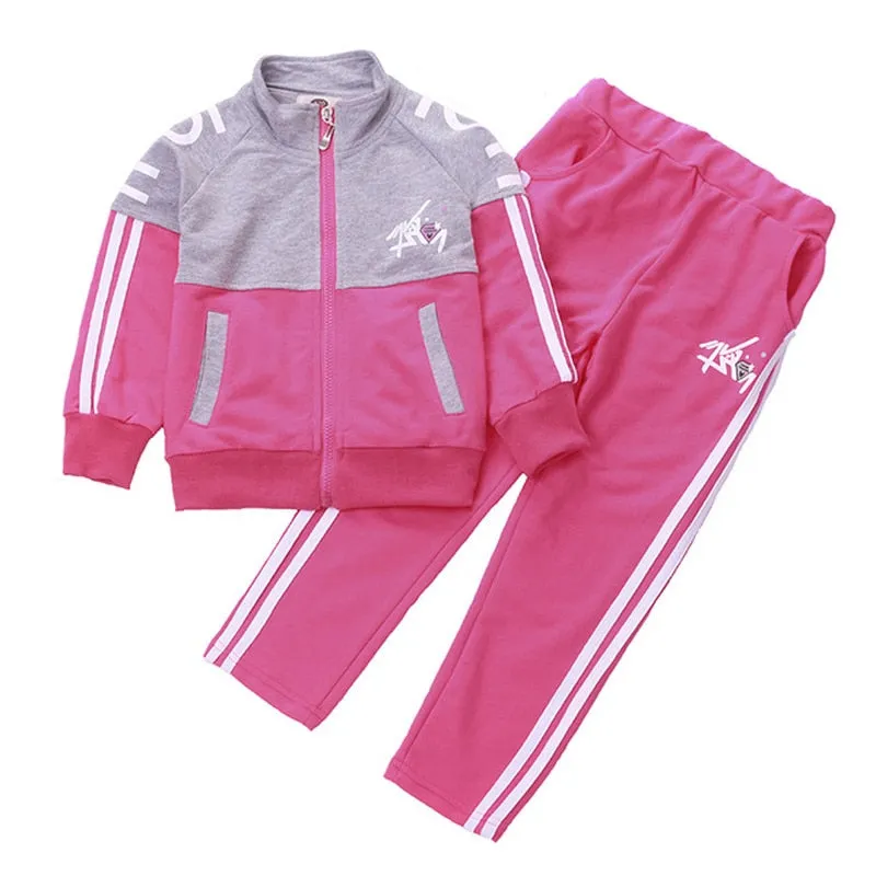 Kids Zipper Jacket Striped Pants