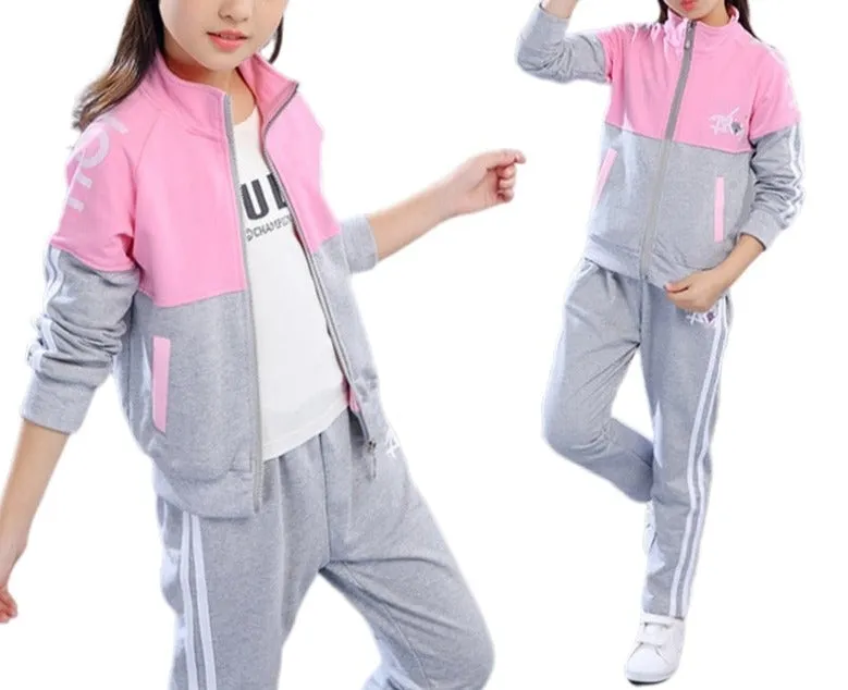 Kids Zipper Jacket Striped Pants