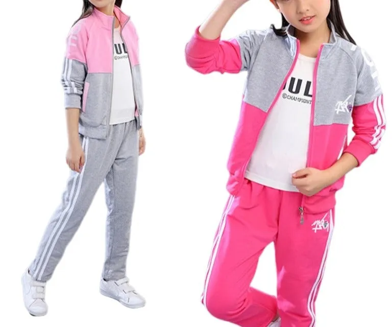 Kids Zipper Jacket Striped Pants