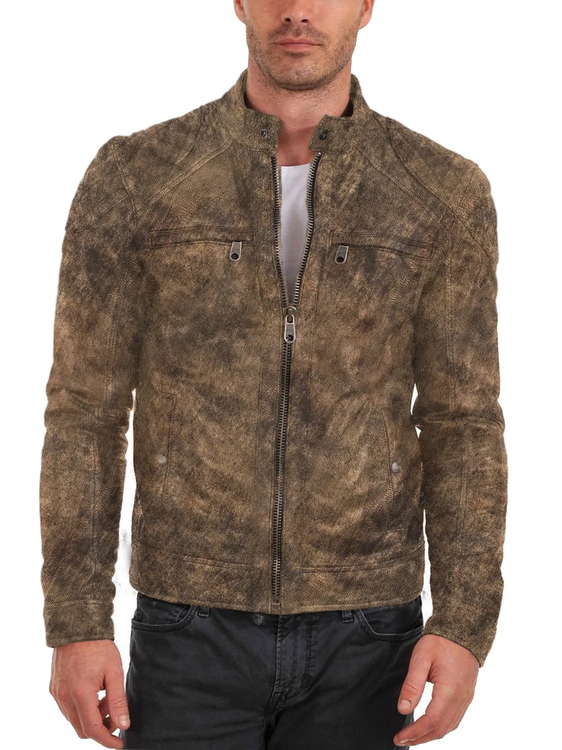 Leather Jackets Hub Mens Genuine Lambskin Leather Jacket (Black, Fencing Jacket) - 1501110