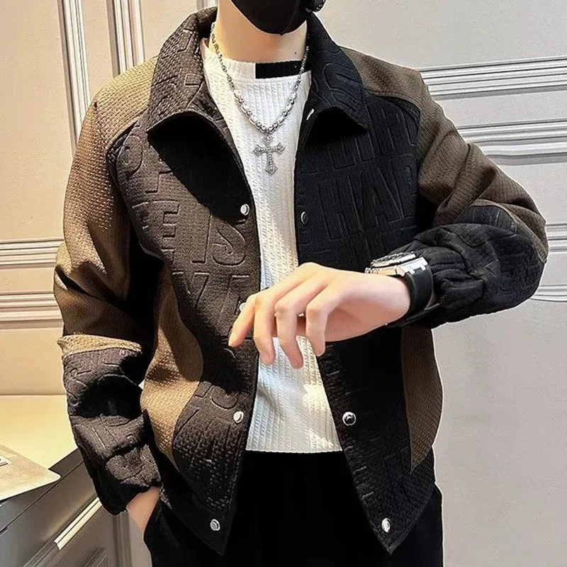 Letter Pattern Color Block Jacket