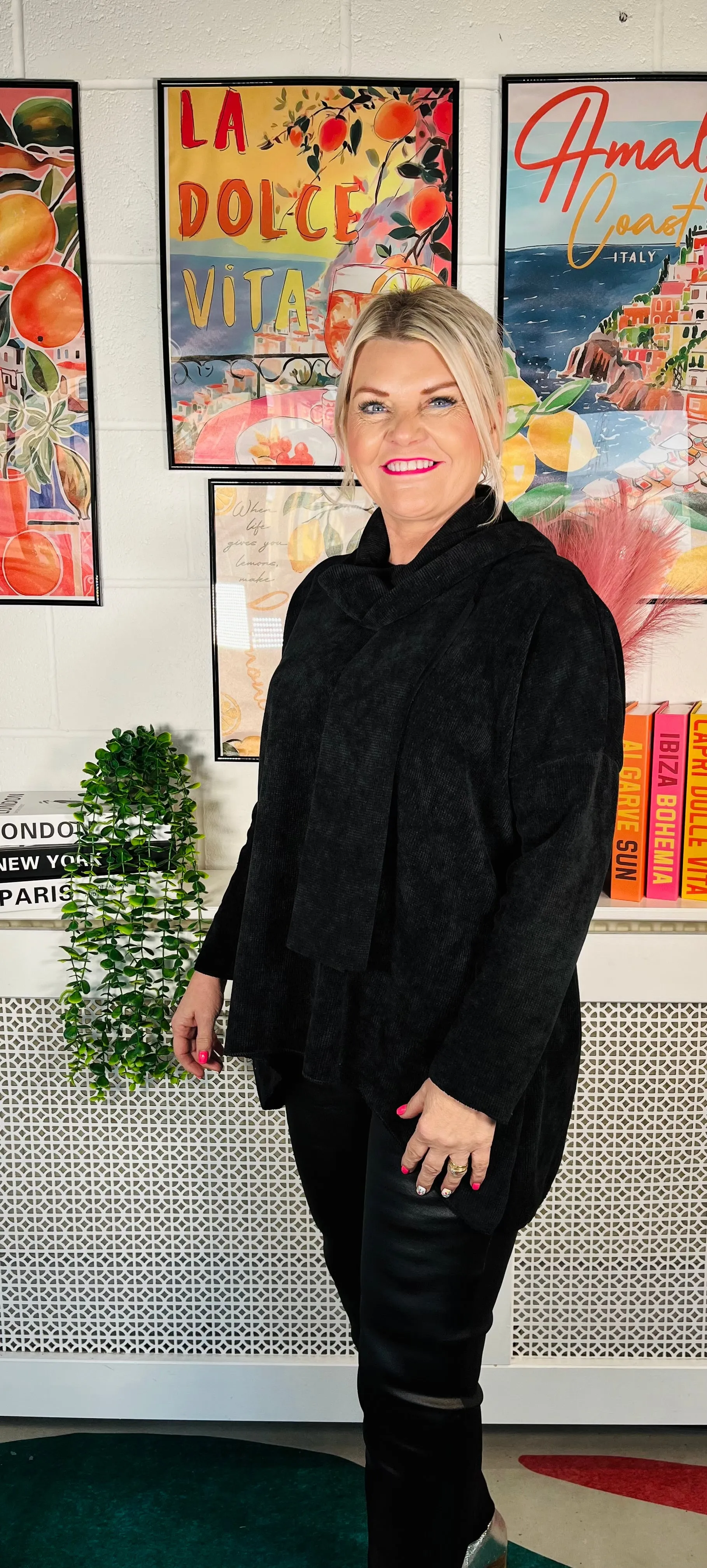 Livia Chenille Scarf Jumper - Black