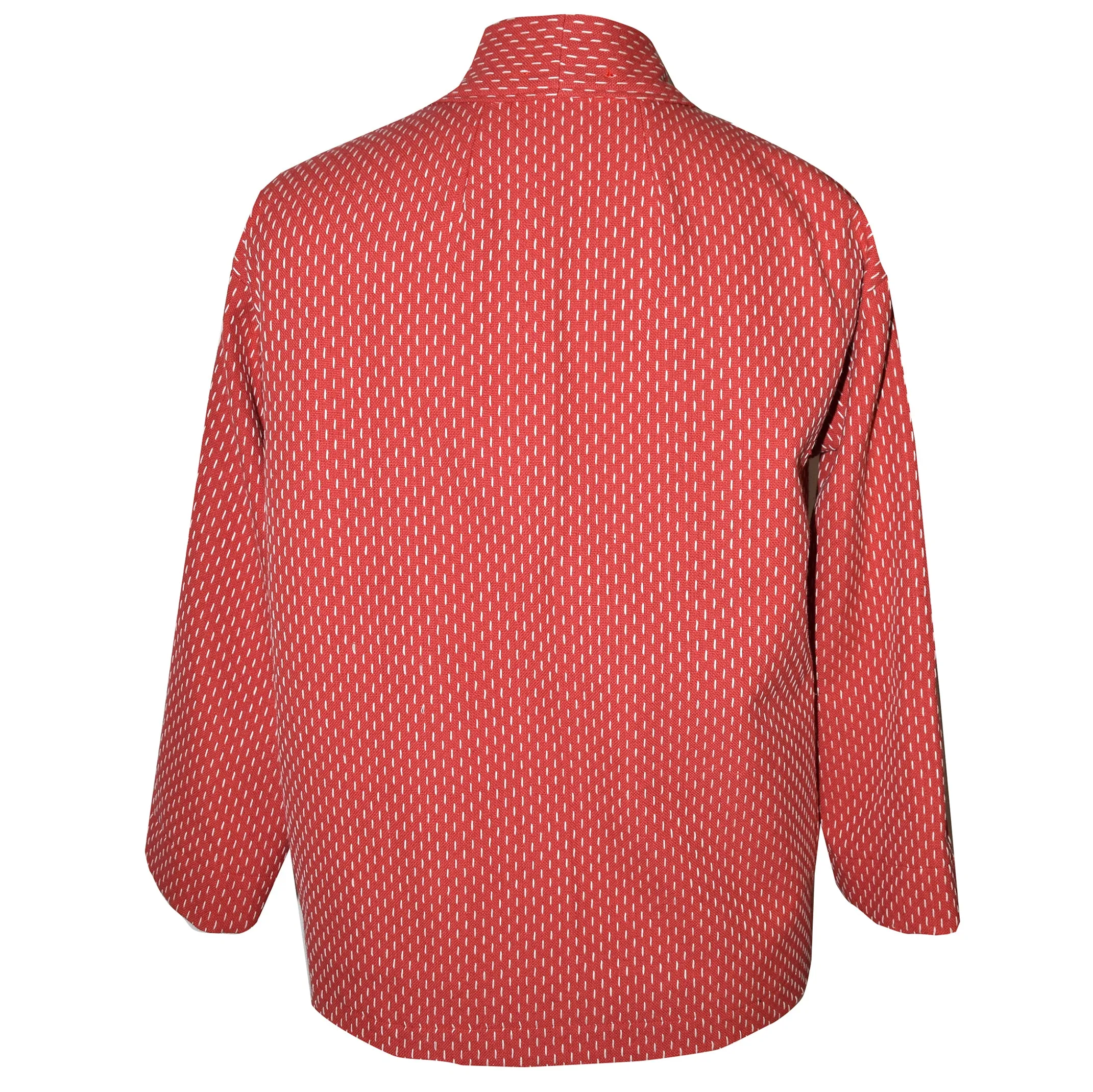 Luscious Tangerine Red with White Thread Textured Kimono Jacket