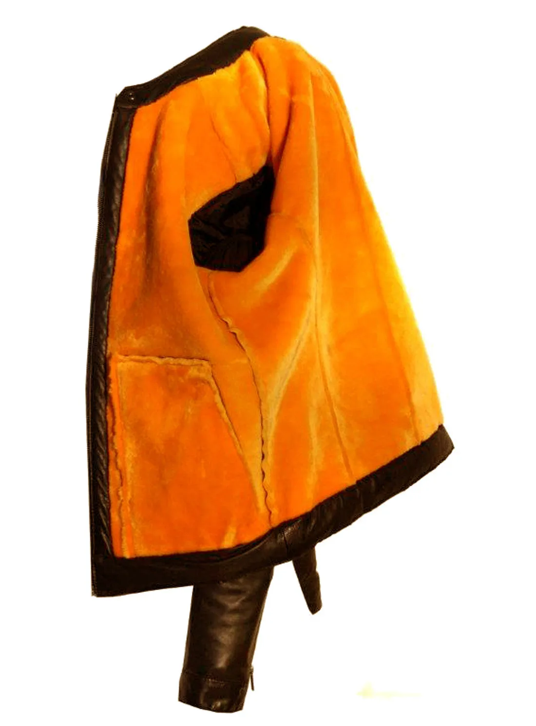 Men's Real Leather Bonded with Faux Mink Motorcycle Jacket -Hot seller