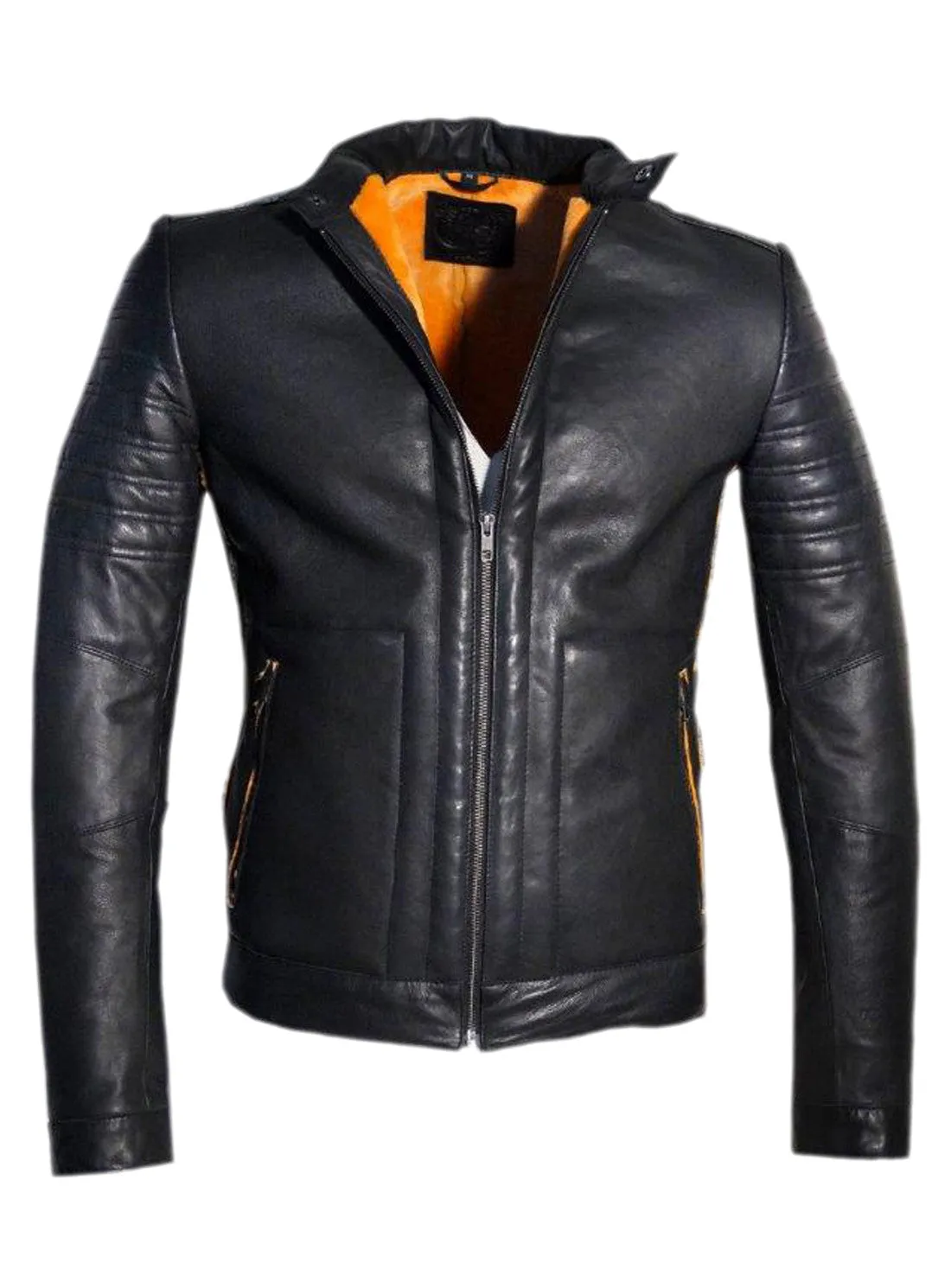 Men's Real Leather Bonded with Faux Mink Motorcycle Jacket -Hot seller