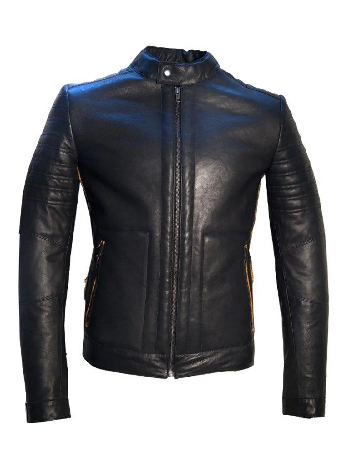 Men's Real Leather Bonded with Faux Mink Motorcycle Jacket -Hot seller