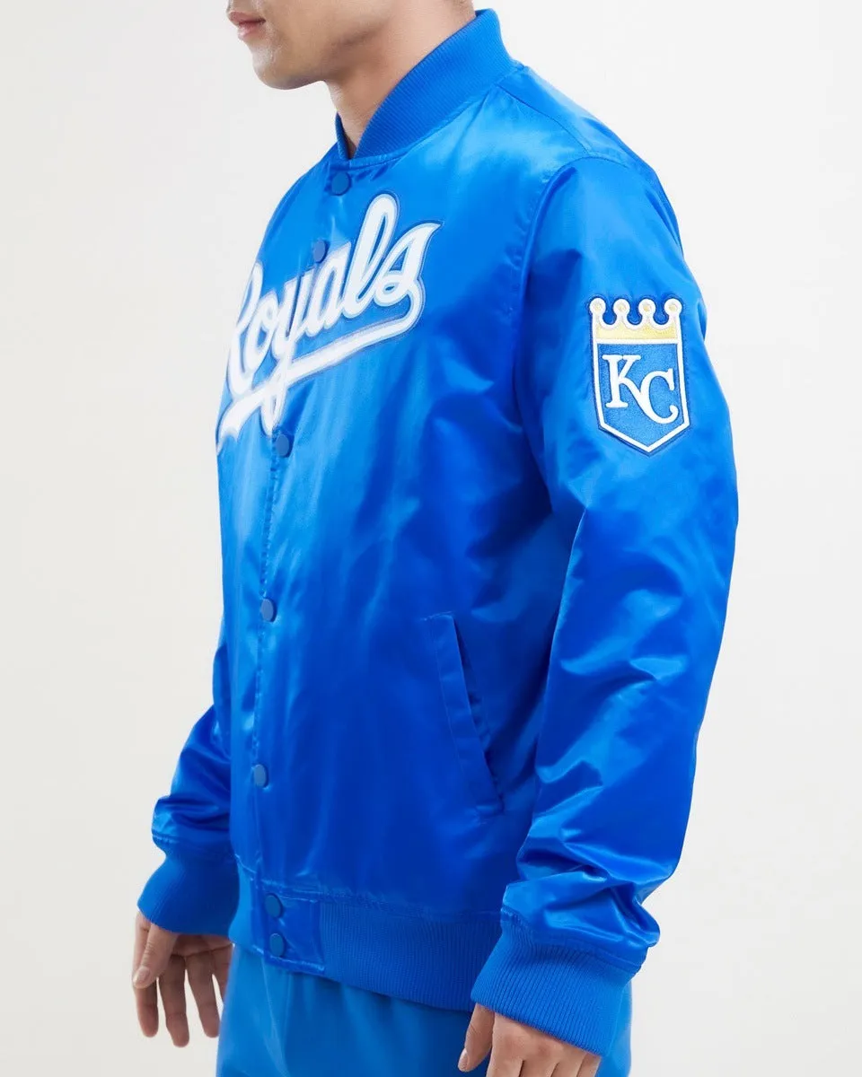 MLB KANSAS CITY ROYALS BIG LOGO MEN'S SATIN JACKET (ROYAL BLUE)