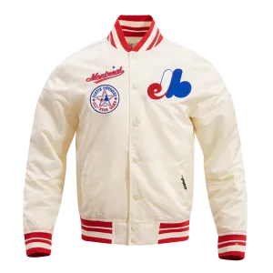 MLB MONTREAL EXPOS RETRO CLASSIC MEN'S RIB SATIN JACKET (EGGSHELL/ RED)