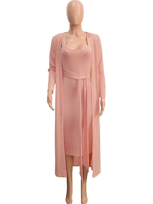 Momyknows Pink Sweater Off Shoulder Sashes Cardigans Bodycon 2-in-1 Baby Shower Maternity Midi Dress