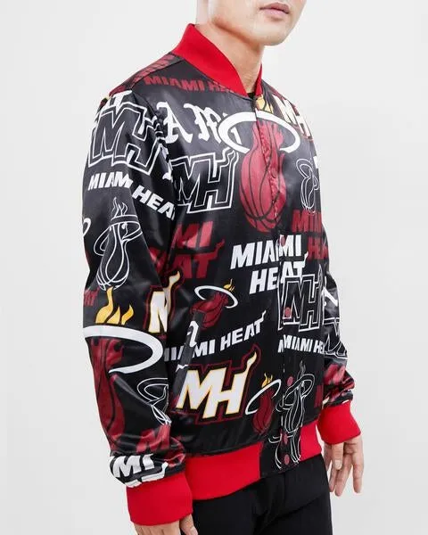 NBA MIAMI HEAT AOP MEN'S SATIN JACKET (BLACK)