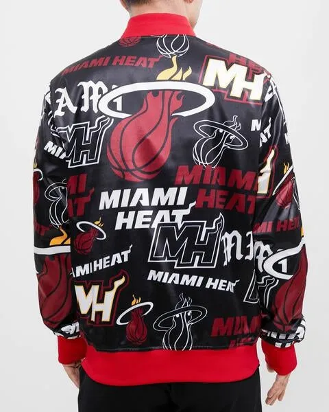 NBA MIAMI HEAT AOP MEN'S SATIN JACKET (BLACK)
