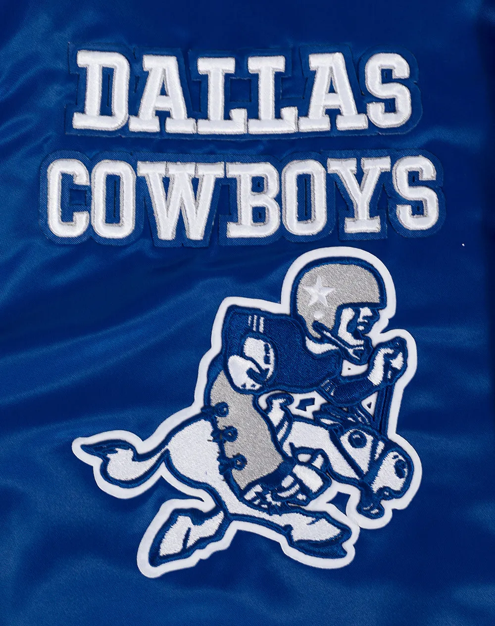 NFL DALLAS COWBOYS RETRO CLASSIC MEN'S RIB SATIN JACKET (DOGERS BLUE)