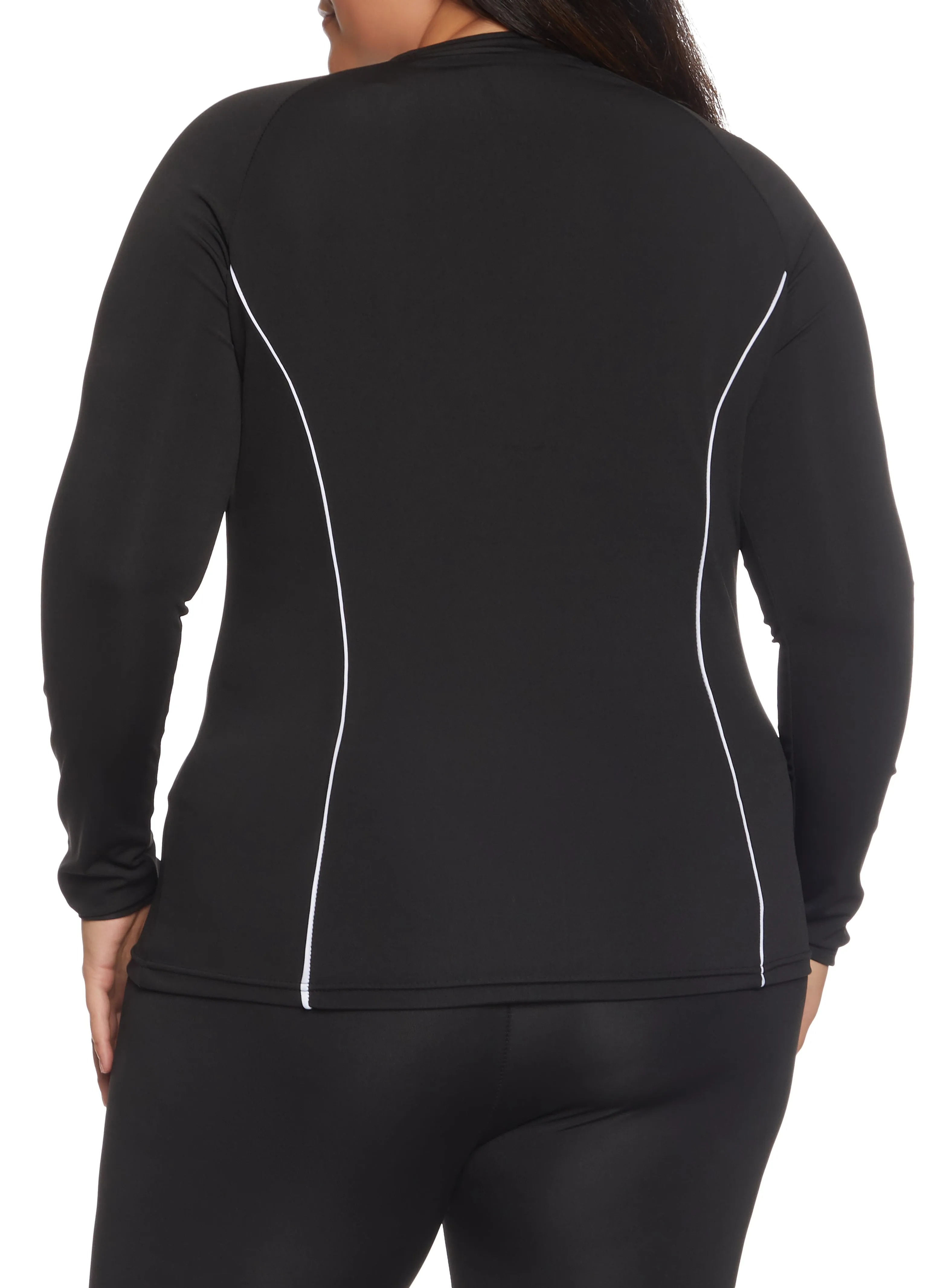 Plus Size Contrast Piping Track Jacket