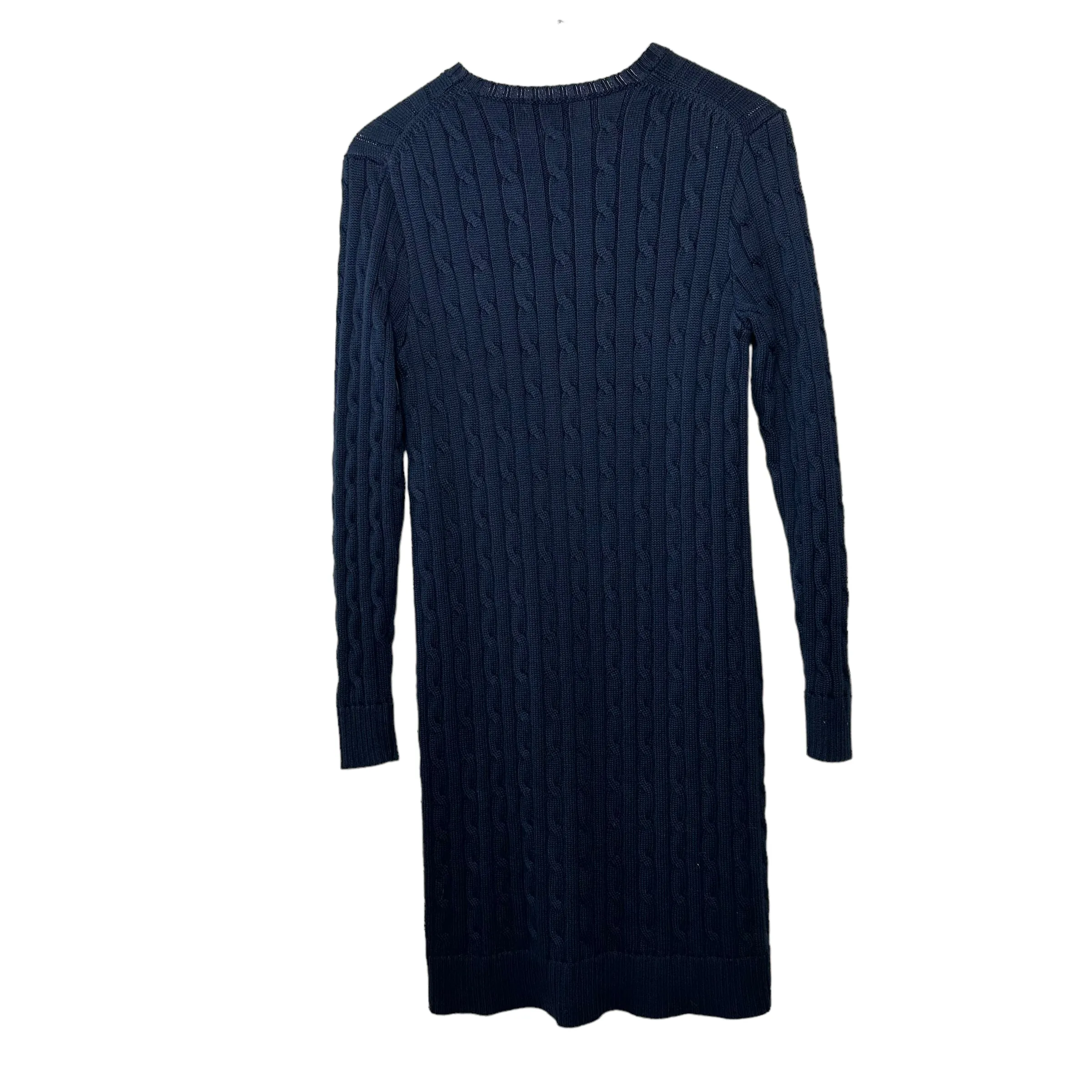 Polo Ralph Lauren Sweater Dress Cable Knit Navy Blue Long Sleeve Medium