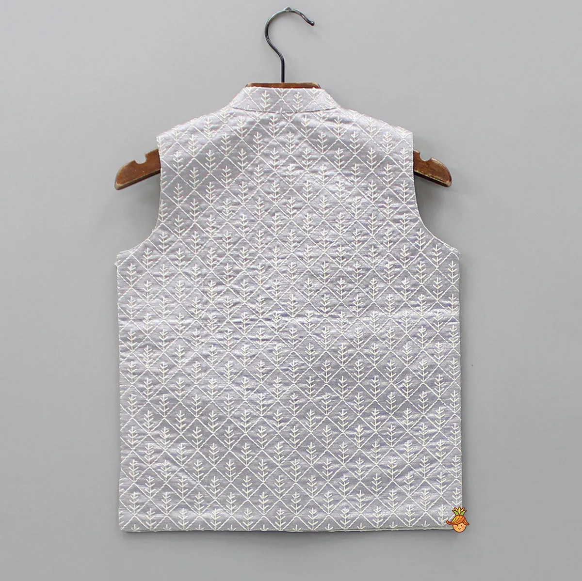 Pre Order: Front Open Thread Embroidered Grey Jacket