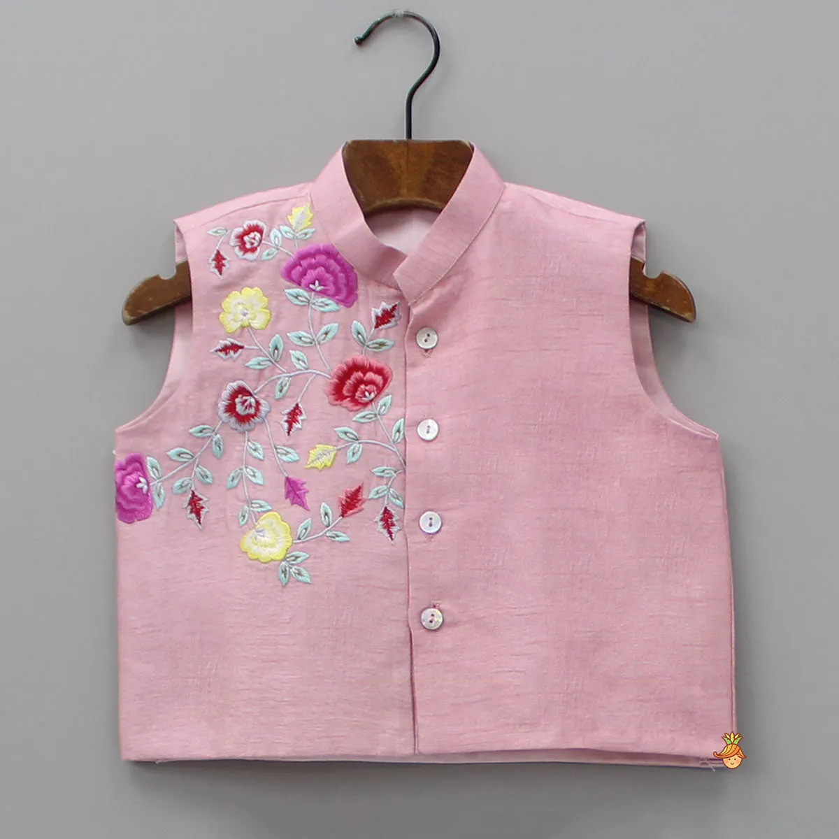 Pre Order: Purple Pintuck Kurta And Thread Embroidered Jacket With Pyjama