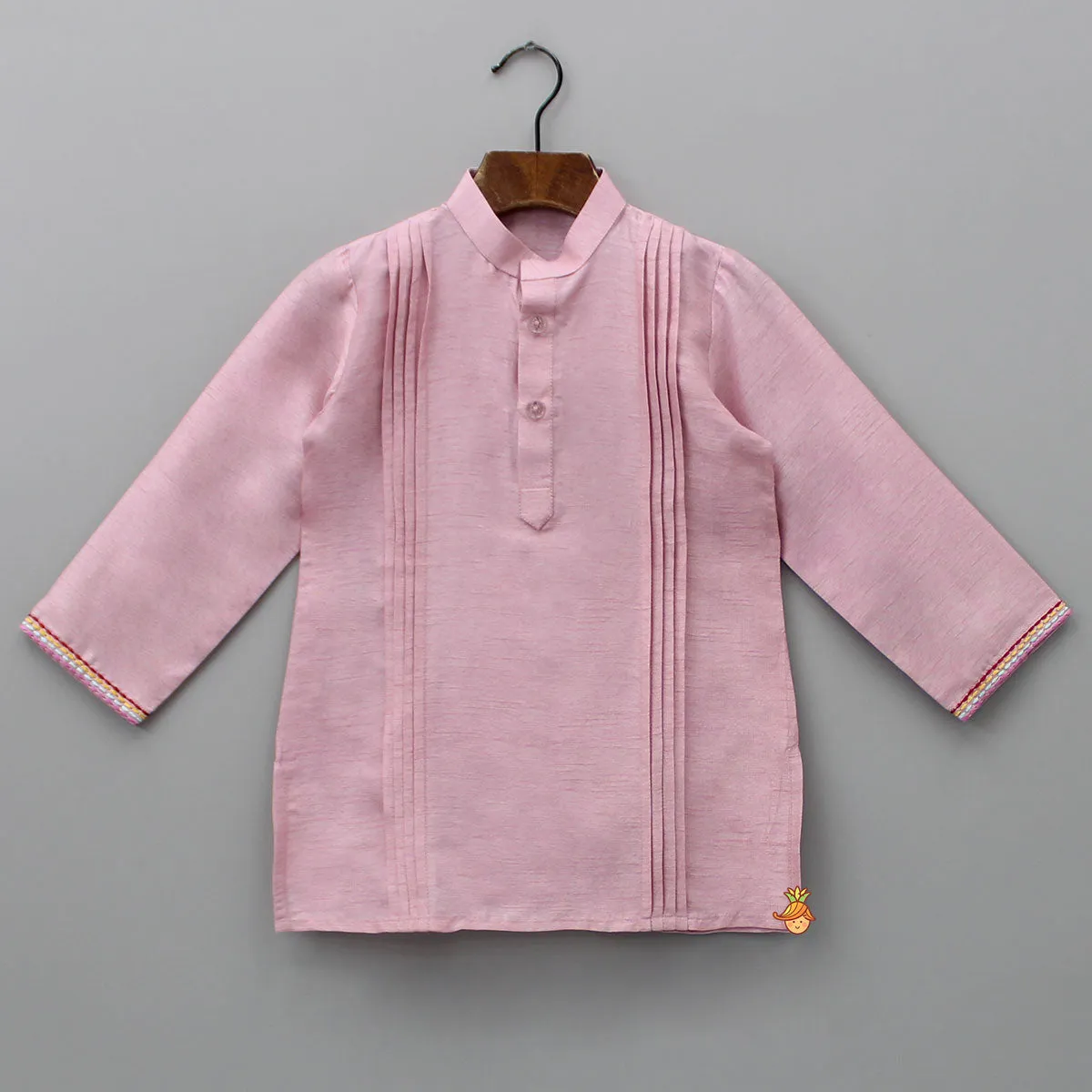 Pre Order: Purple Pintuck Kurta And Thread Embroidered Jacket With Pyjama