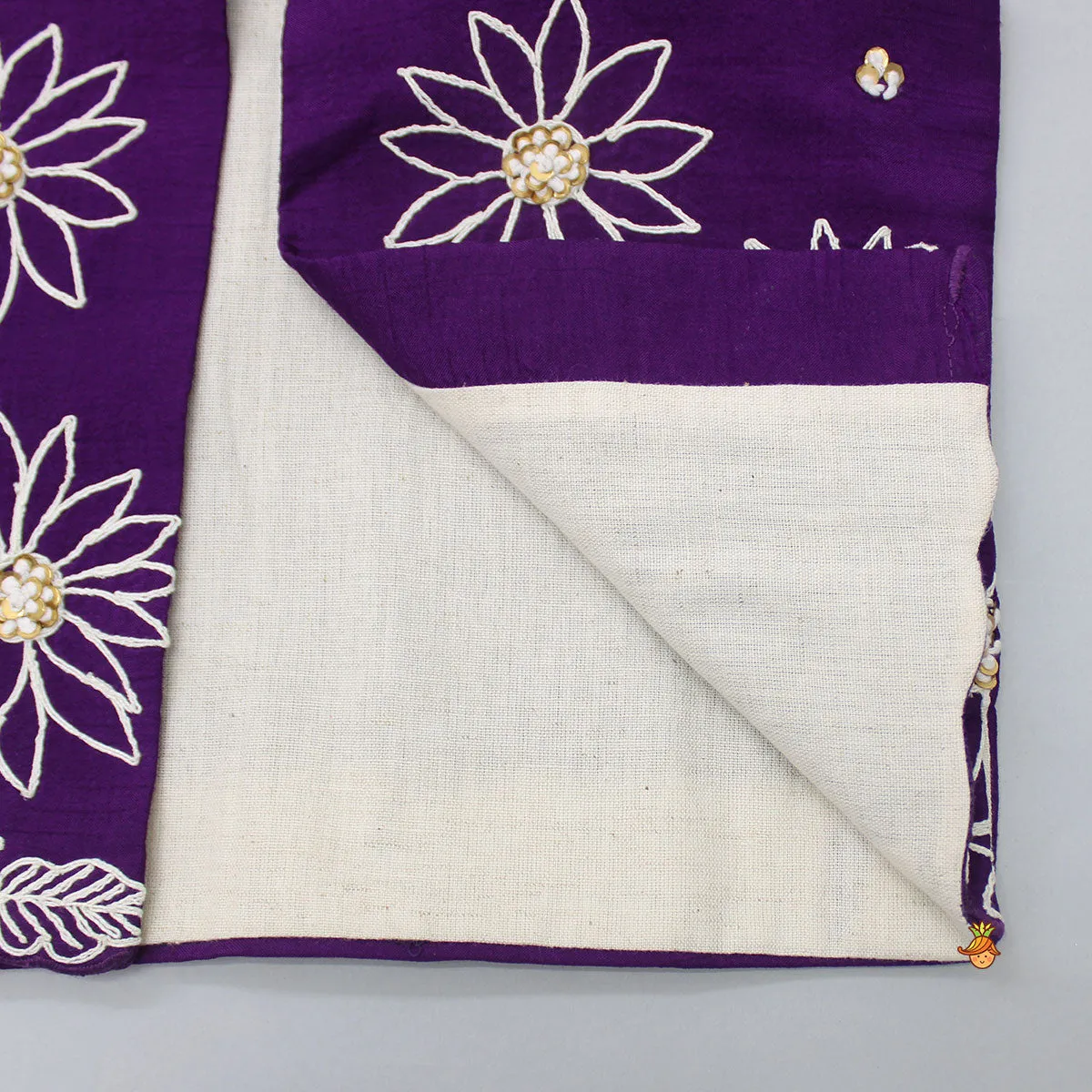 Pre Order: Silk Mandarin Collar Purple Kurta With Open Jacket And Pyjama