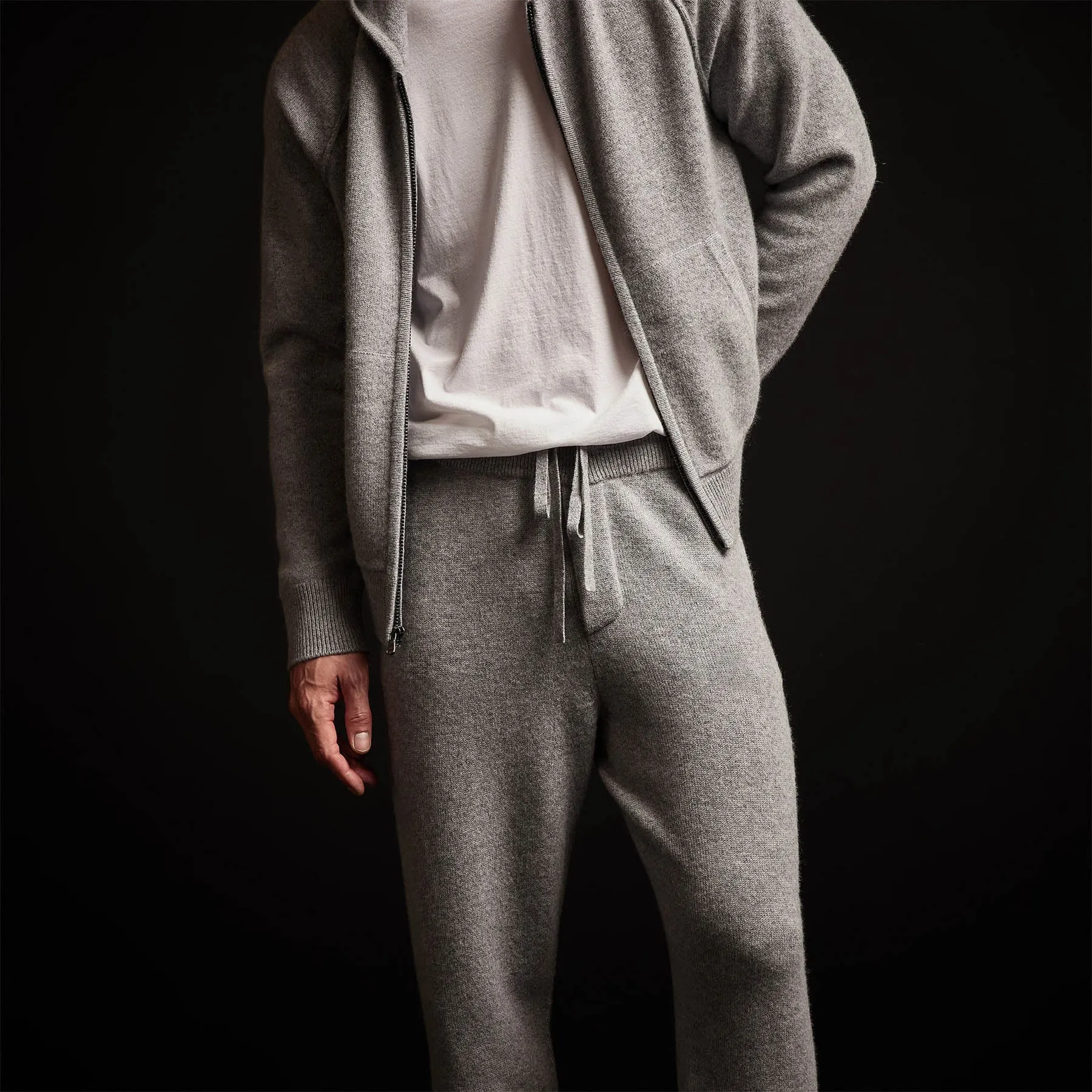 Recycled Cashmere Track Pant - Heather Grey